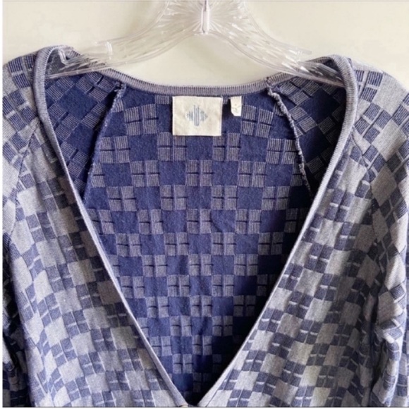 Anthropologie Monogram Checked In cardigan blue - Picture 5 of 9